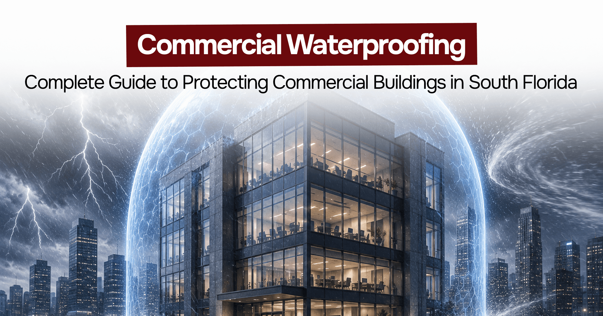 Commercial waterproofing protecting a South Florida building from storms and water damage